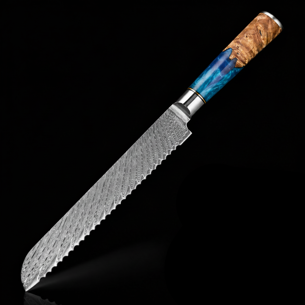67-Layer VG10 Japanese Damascus Steel 6-Piece Knife Set – Blue Resin Handle