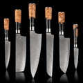 67-Layer VG10 Japanese Damascus Steel 6-Piece Knife Set – Black Resin Handle