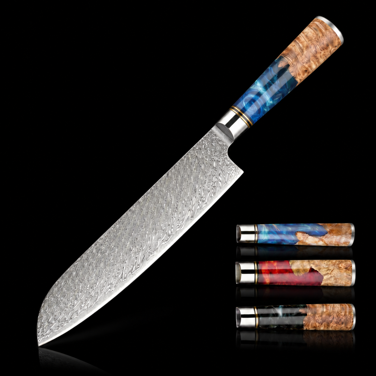 67-Layer VG10 Japanese Damascus Steel Santoku Knife – Premium Resin Handle