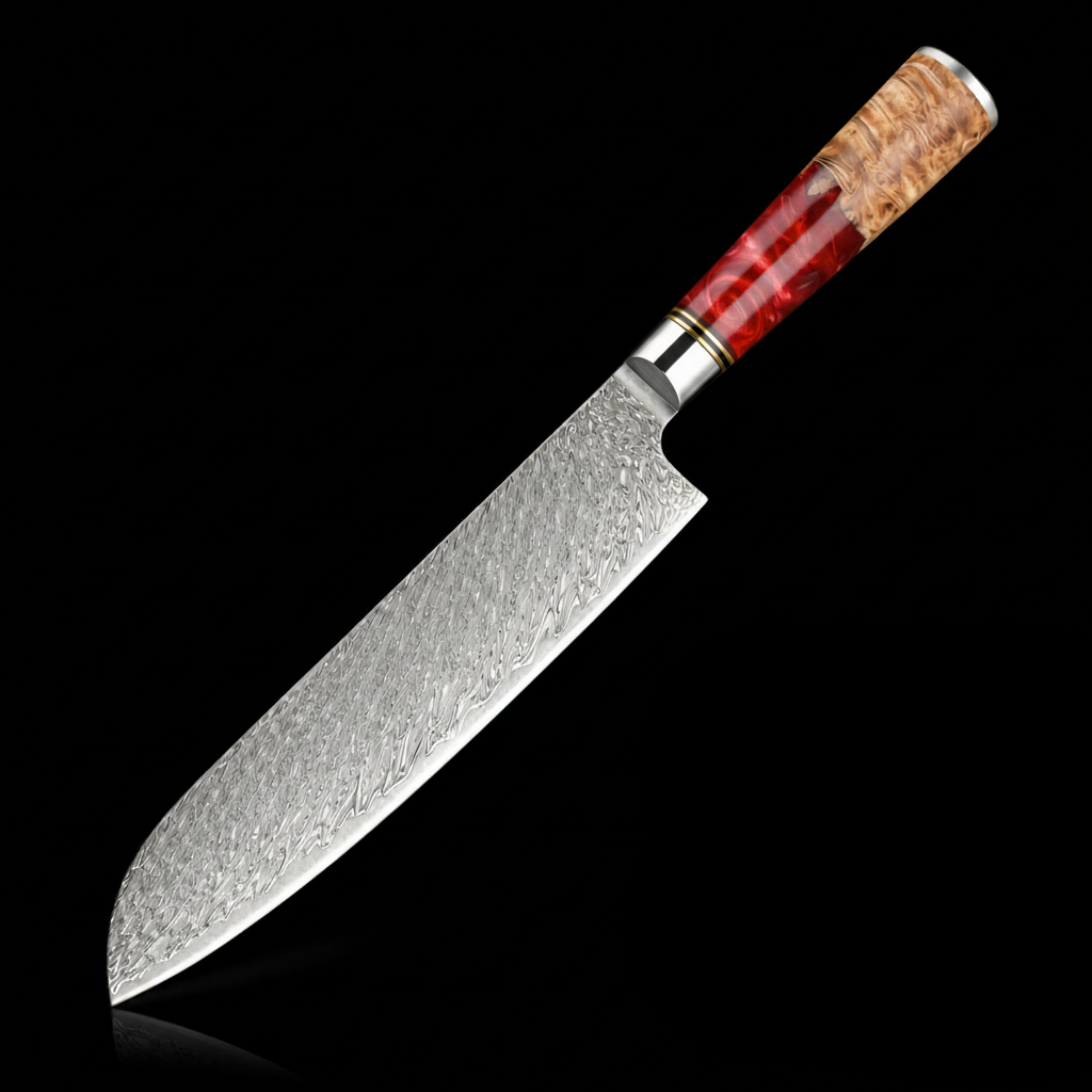 67-Layer VG10 Japanese Damascus Steel 6-Piece Knife Set – Red Resin Handle