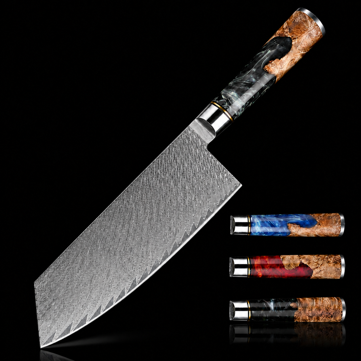 67-Layer VG10 Japanese Damascus Steel Cleaver Knife – Premium Resin Handle