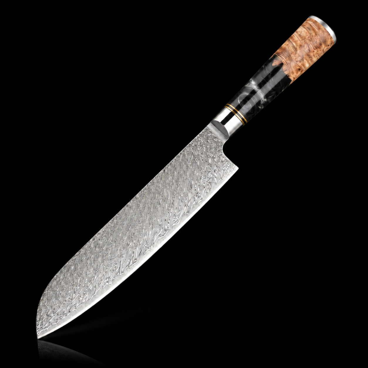 67-Layer VG10 Japanese Damascus Steel 7-Piece Knife Set – Black Resin Handle