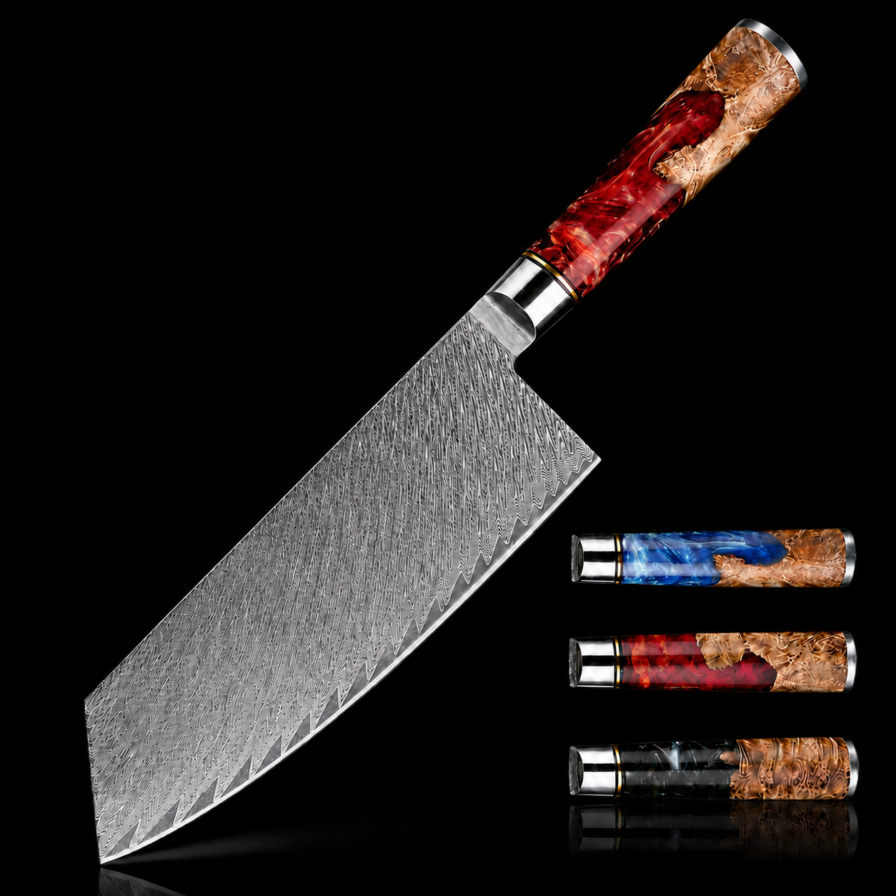 67-Layer VG10 Japanese Damascus Steel Cleaver Knife – Premium Resin Handle