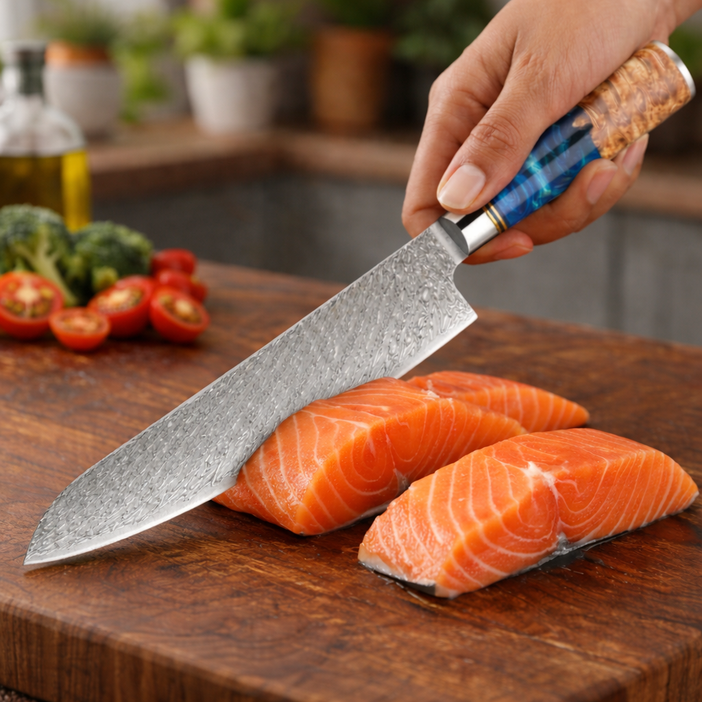 67-Layer VG10 Japanese Damascus Steel Santoku Knife – Premium Resin Handle