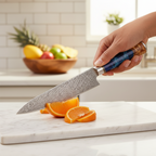 67-Layer VG10 Japanese Damascus Steel 7-Piece Knife Set – Blue Resin Handle