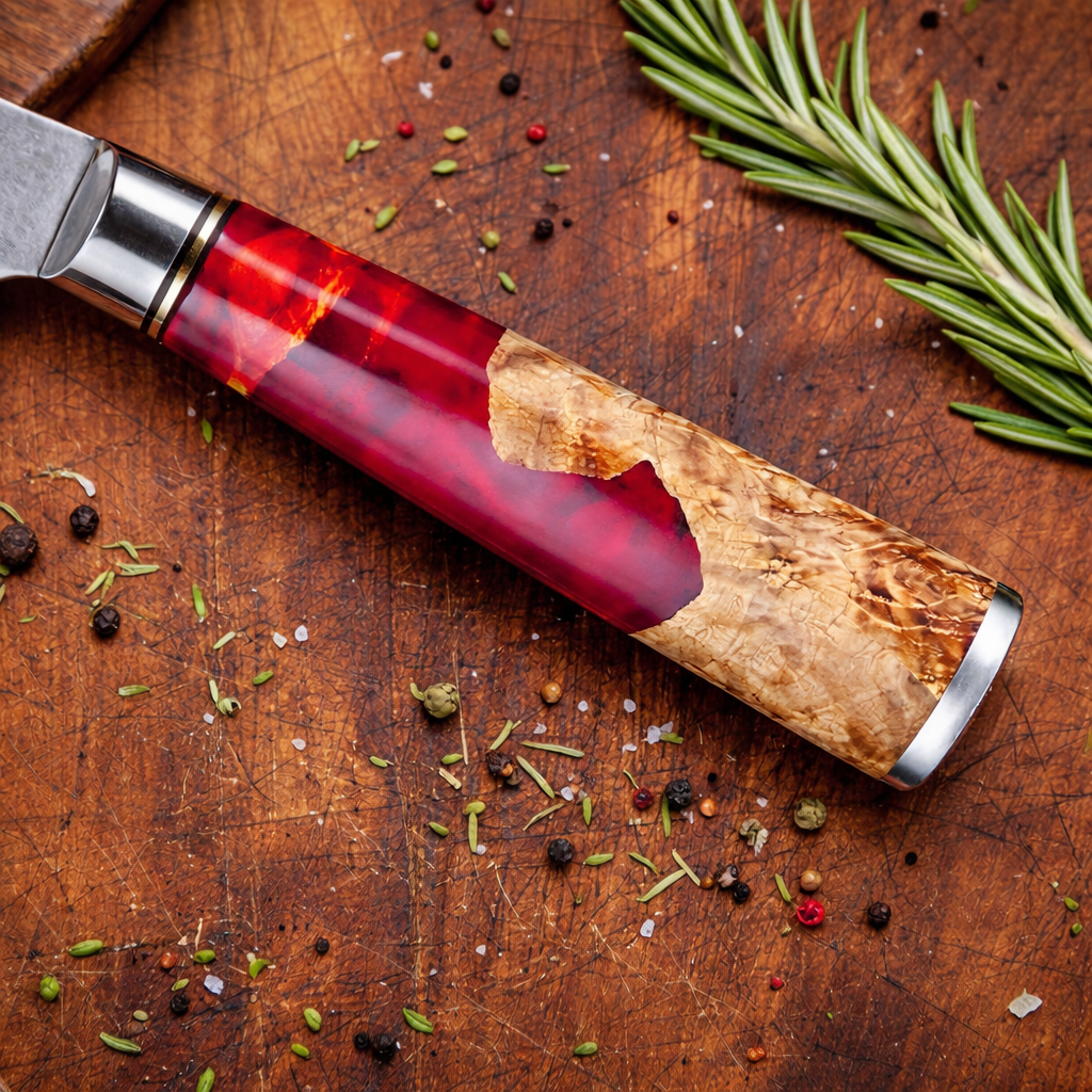 67-Layer VG10 Japanese Damascus Steel 3-Piece Knife Set – Red Resin Handle