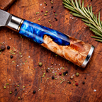67-Layer VG10 Japanese Damascus Steel 3-Piece Knife Set – Blue Resin Handle