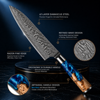 67-Layer VG10 Japanese Damascus Steel 3-Piece Knife Set – Blue Resin Handle