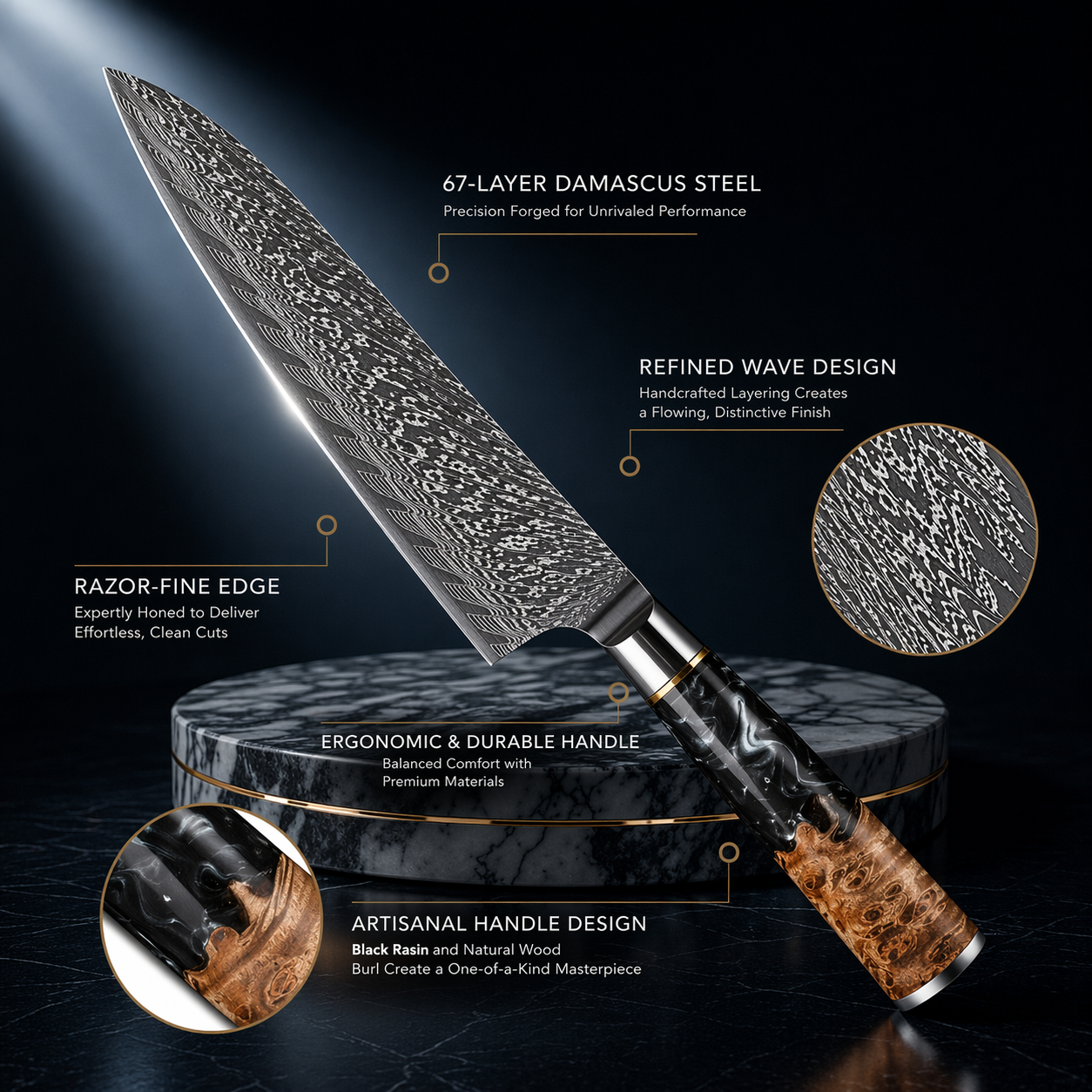 Obsidian Black — Damascus Series – Zenith Blades Obsidian Black — Damascus Series – Zenith Blades