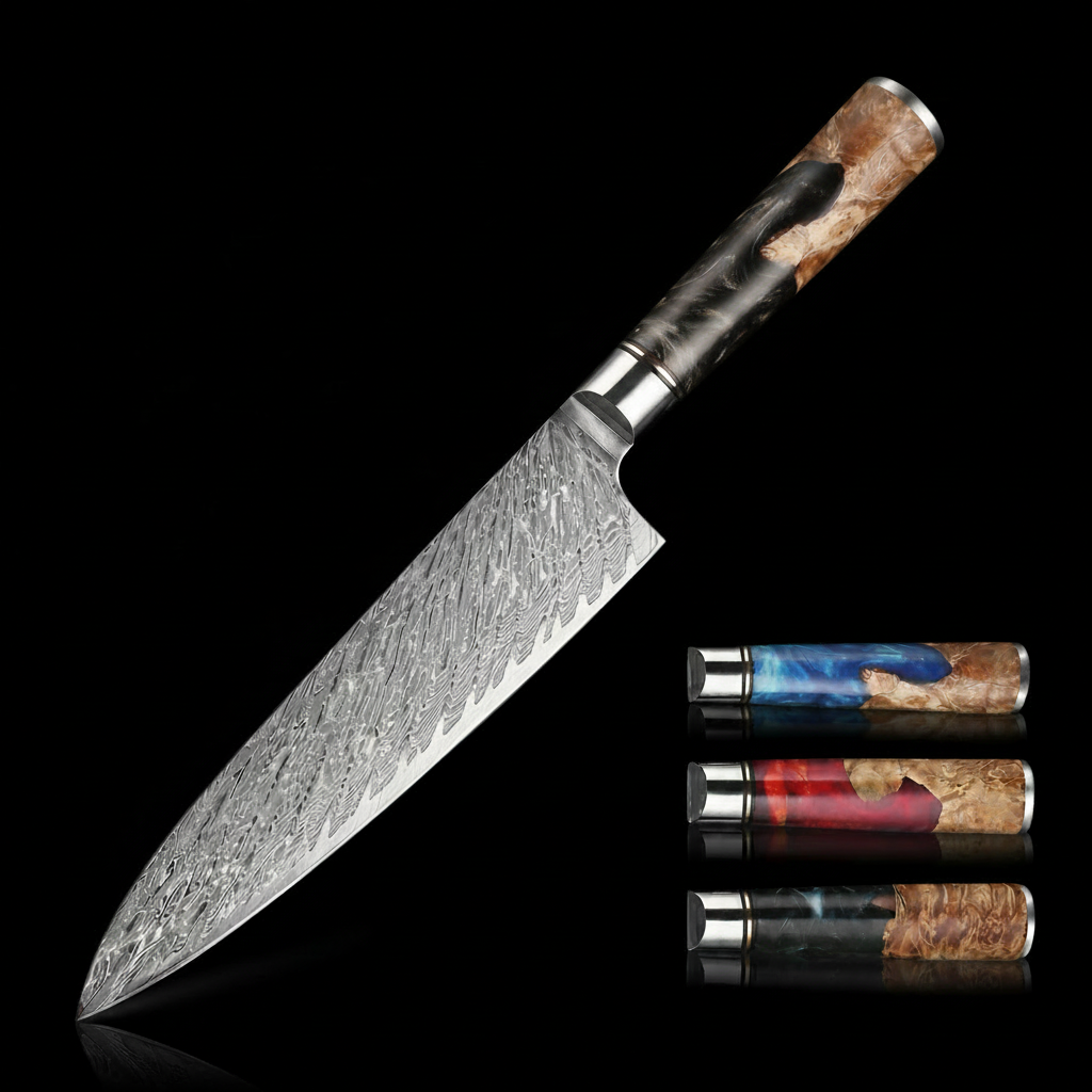 67-Layer VG10 Japanese Damascus Steel Chef Knife – Premium Resin Handle