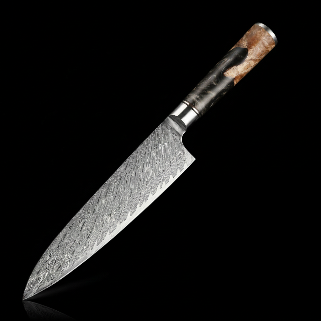 67-Layer VG10 Japanese Damascus Steel 3-Piece Knife Set – Black Resin Handle