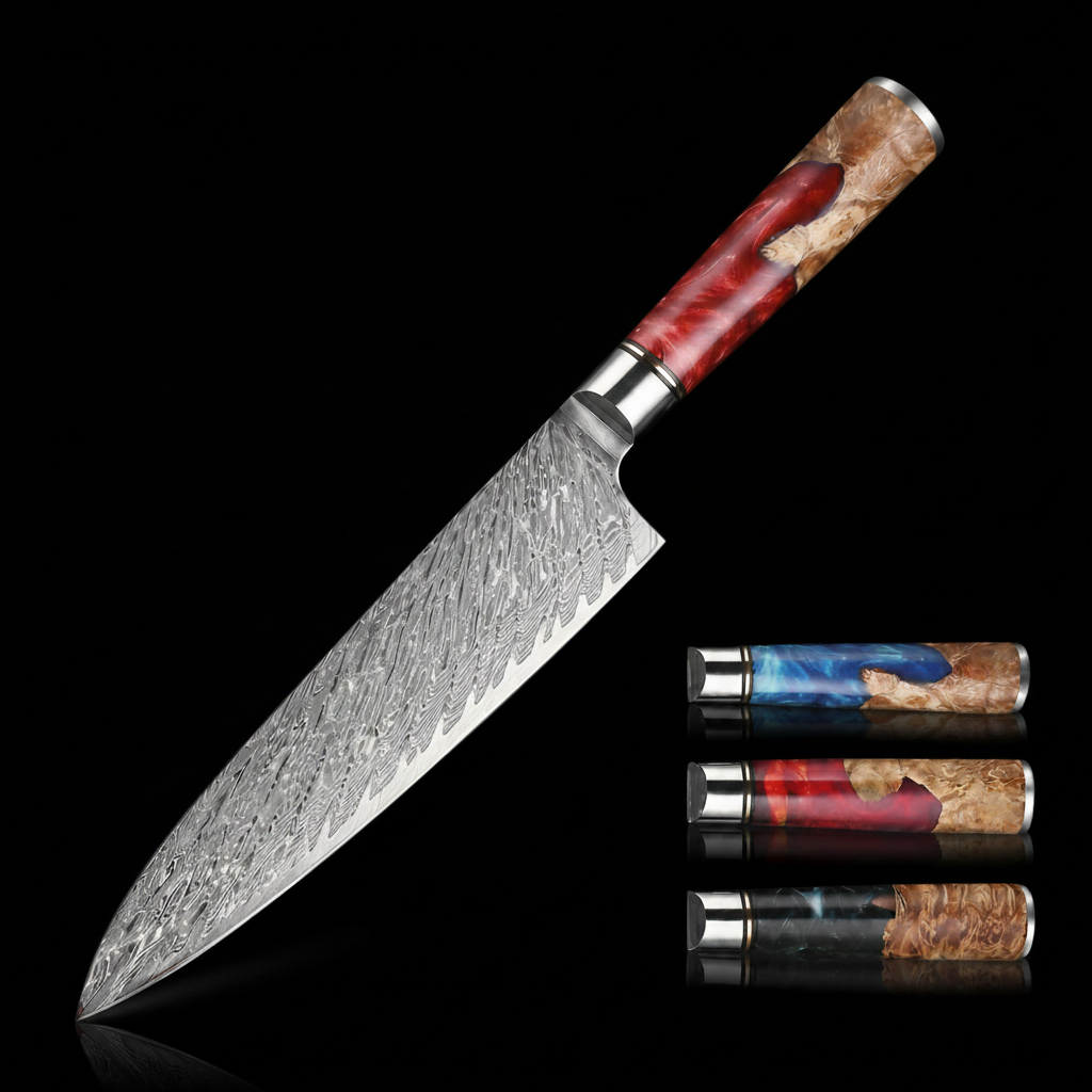 67-Layer VG10 Japanese Damascus Steel Chef Knife – Premium Resin Handle