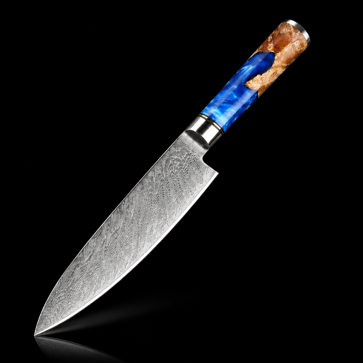 67-Layer VG10 Japanese Damascus Steel 3-Piece Knife Set – Blue Resin Handle