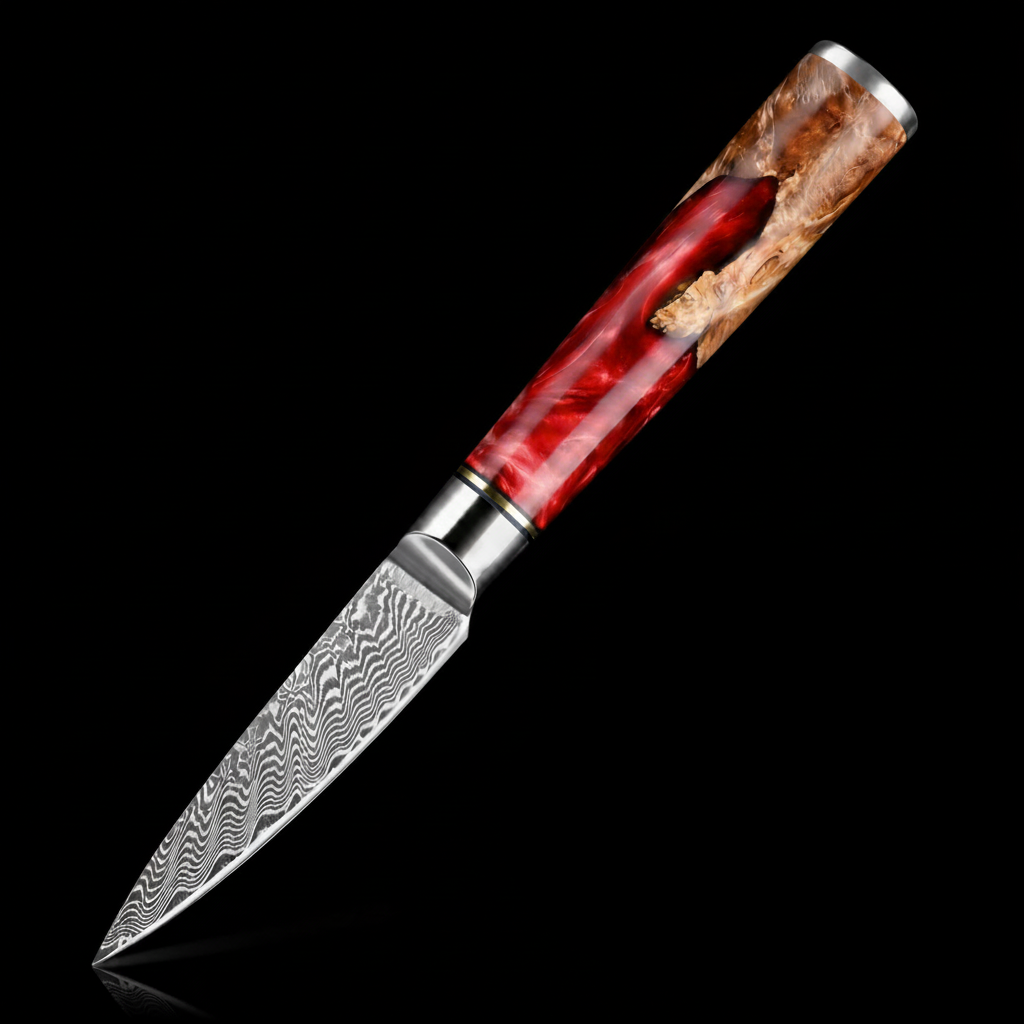 67-Layer VG10 Japanese Damascus Steel 3-Piece Knife Set – Red Resin Handle