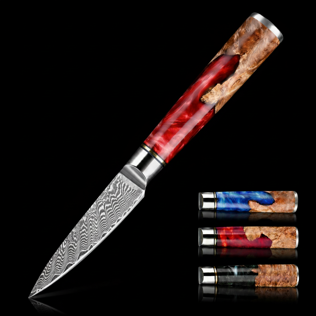 67-Layer VG10 Japanese Damascus Steel Paring Knife – Premium Resin Handle