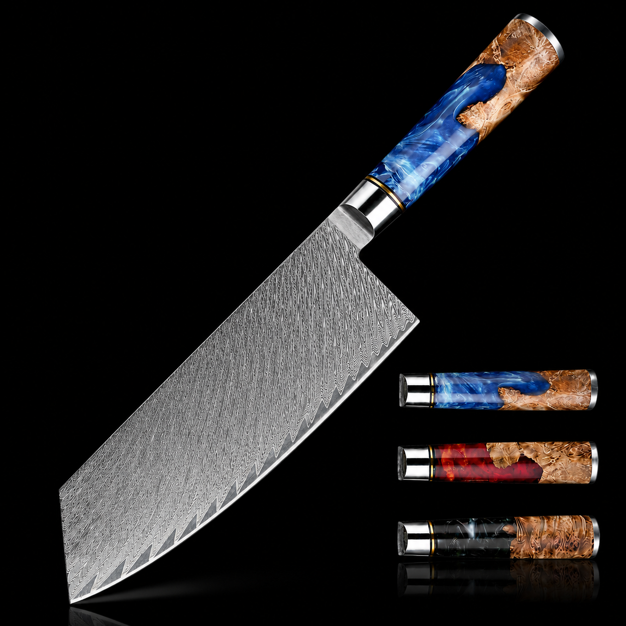 67-Layer VG10 Japanese Damascus Steel Cleaver Knife – Premium Resin Handle