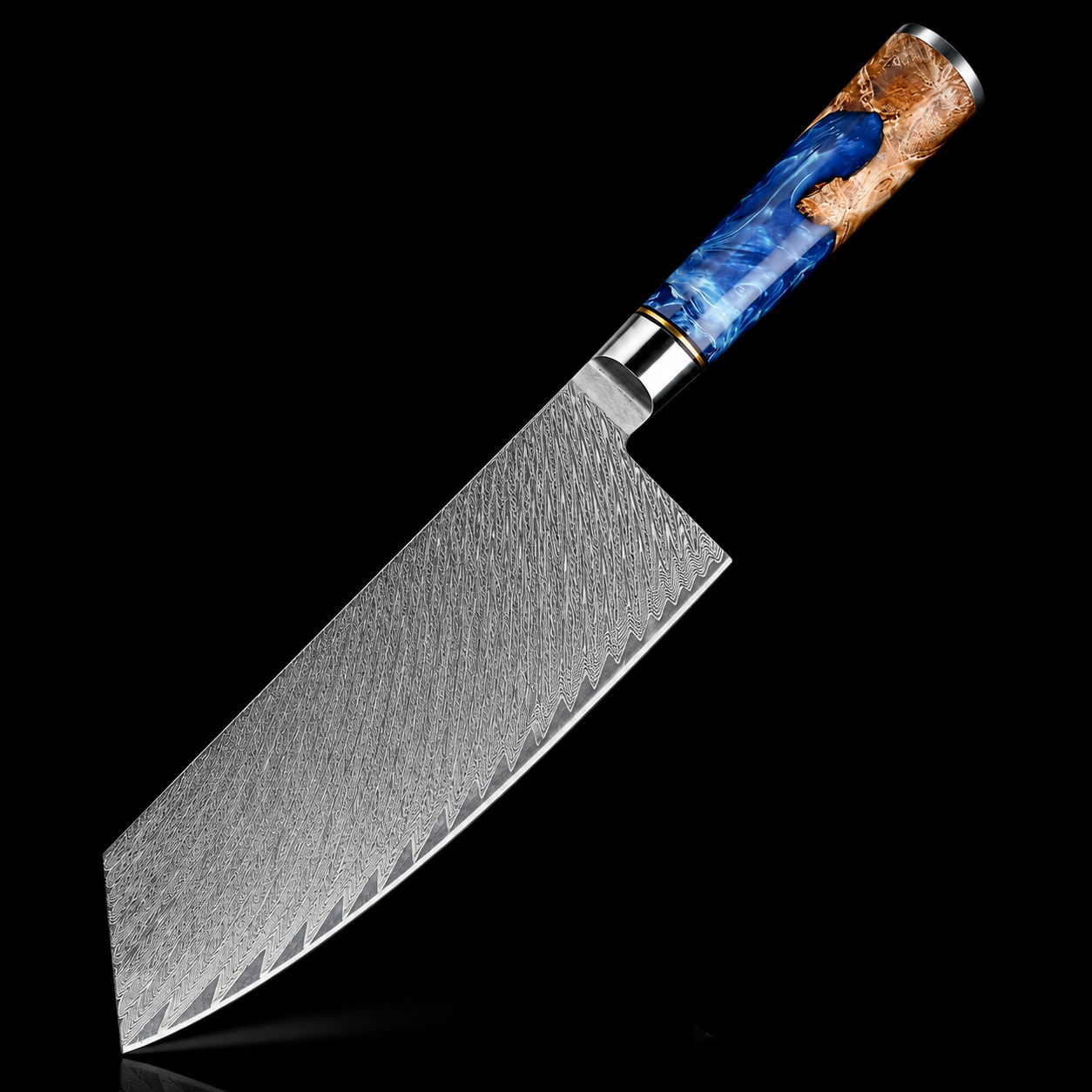 67-Layer VG10 Japanese Damascus Steel 6-Piece Knife Set – Blue Resin Handle