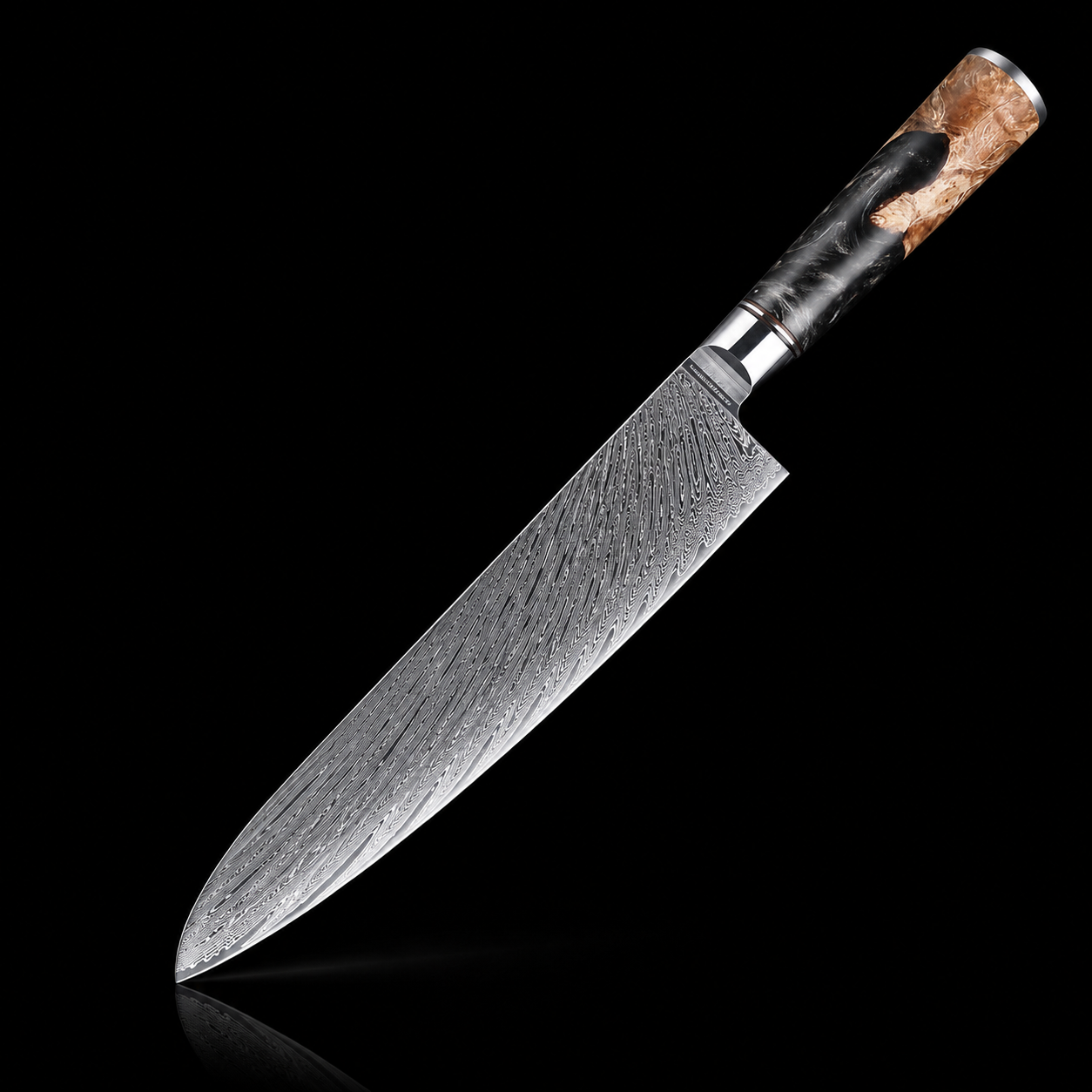 67-Layer VG10 Japanese Damascus Steel 7-Piece Knife Set – Black Resin Handle
