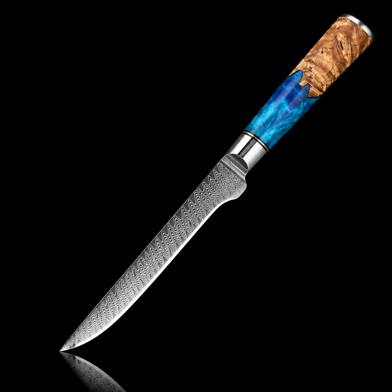 67-Layer VG10 Japanese Damascus Steel 3-Piece Knife Set – Blue Resin Handle