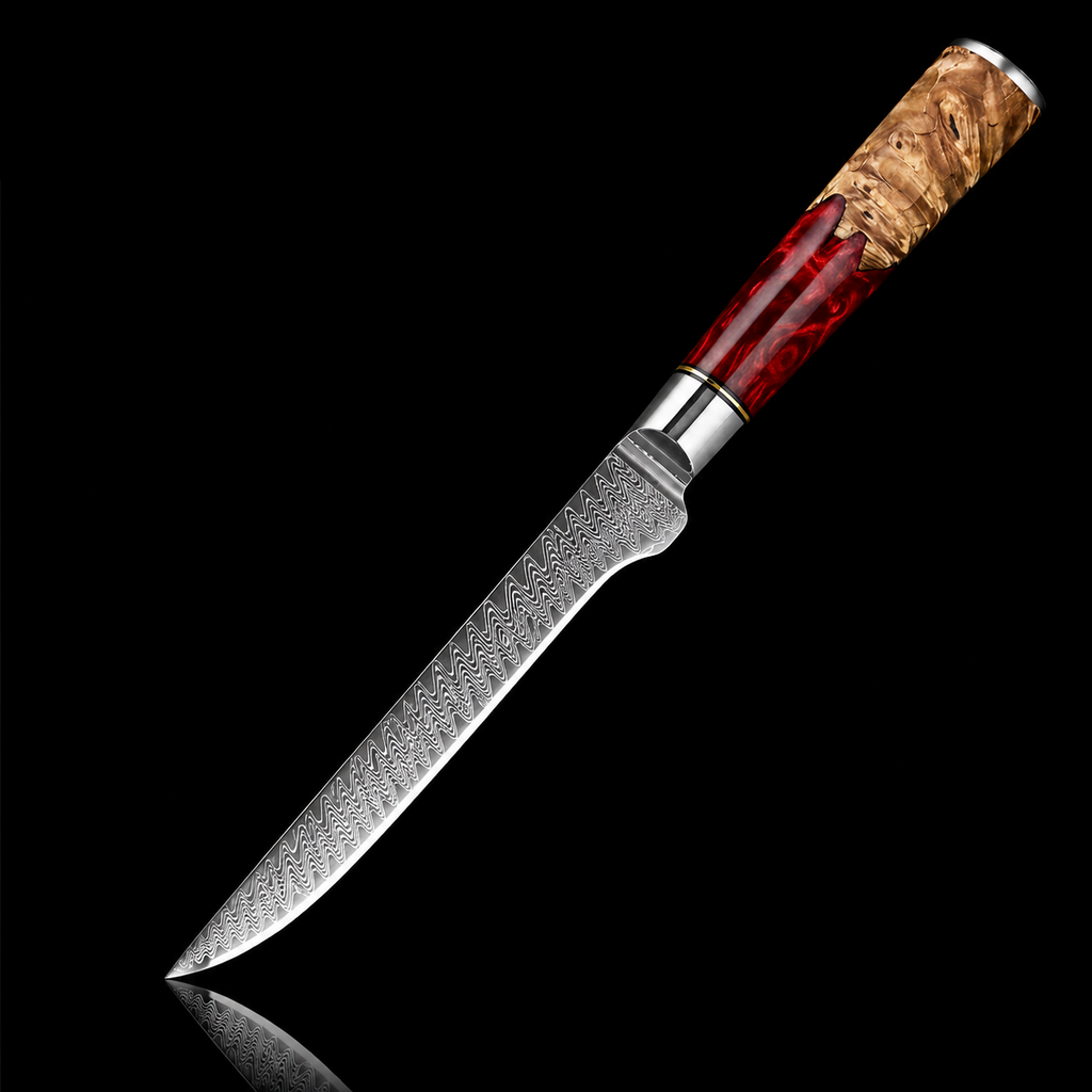 67-Layer VG10 Japanese Damascus Steel 3-Piece Knife Set – Red Resin Handle