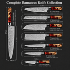 67-Layer VG10 Japanese Damascus Steel 3-Piece Knife Set – Red Resin Handle