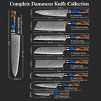 67-Layer VG10 Japanese Damascus Steel 3-Piece Knife Set – Blue Resin Handle