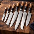 67-Layer VG10 Japanese Damascus Steel 7-Piece Knife Set – Black Resin Handle