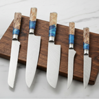 67-Layer VG10 Japanese Damascus Steel 5-Piece Knife Set – Blue Resin Handle
