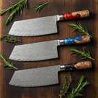 67-Layer VG10 Japanese Damascus Steel Cleaver Knife – Premium Resin Handle