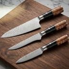 67-Layer VG10 Japanese Damascus Steel 3-Piece Knife Set – Black Resin Handle