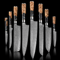 67-Layer VG10 Japanese Damascus Steel 8-Piece Knife Set – Black Resin Handle